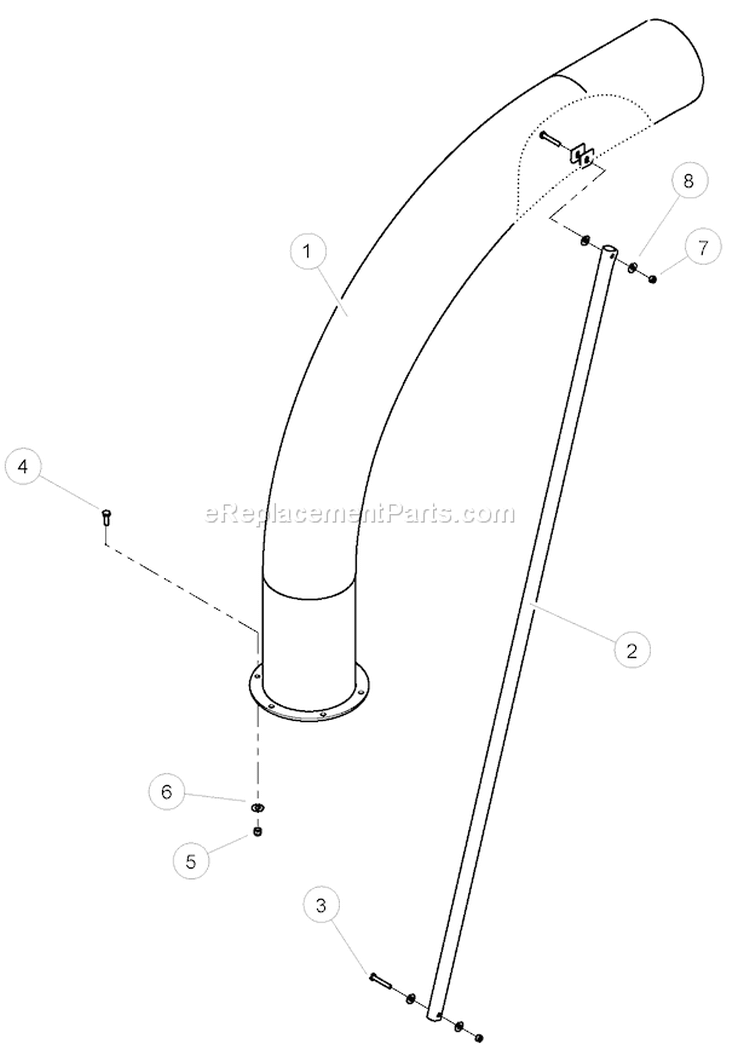DischargeáTubeáAssembly Diagram and Parts List for DL12725  Bear Cat Chipper Shredder